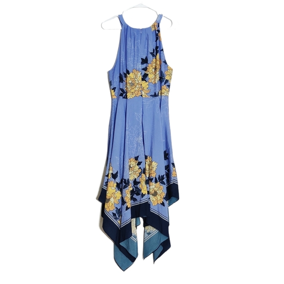 Adrianna Papell Lavender Floral Dress Midi Halter - Picture 3 of 6